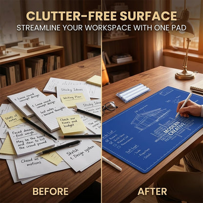 Double-Sided Blueprint Desk Pad 📐 – Creative Workspace Mat for Home & Office