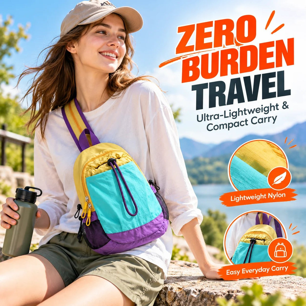 Lightweight Color-Block Mini Backpack 🎒 – Unisex Everyday Bag | Special Sale