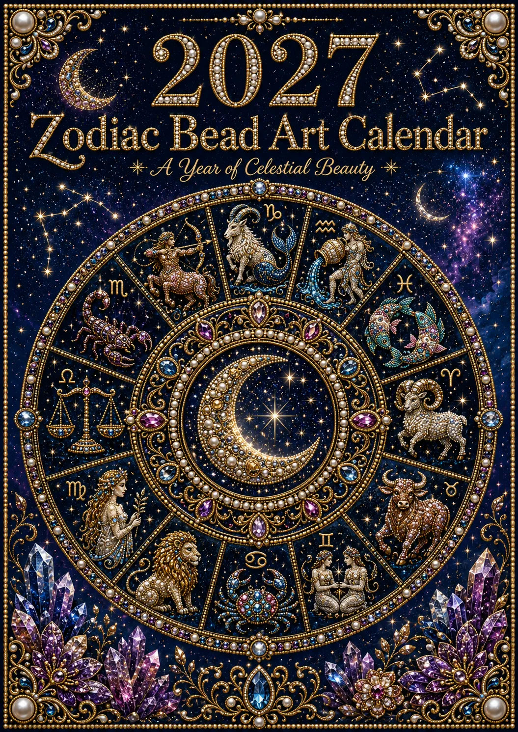 🌙💫 A Year Written in the Stars— Beginner-friendly DIY bead art calendar kit '12 Zodiac Signs 2027’💕