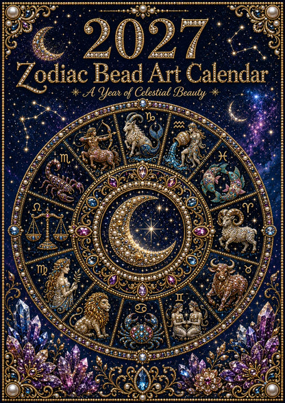 🌙💫 A Year Written in the Stars— Beginner-friendly DIY bead art calendar kit '12 Zodiac Signs 2027’💕
