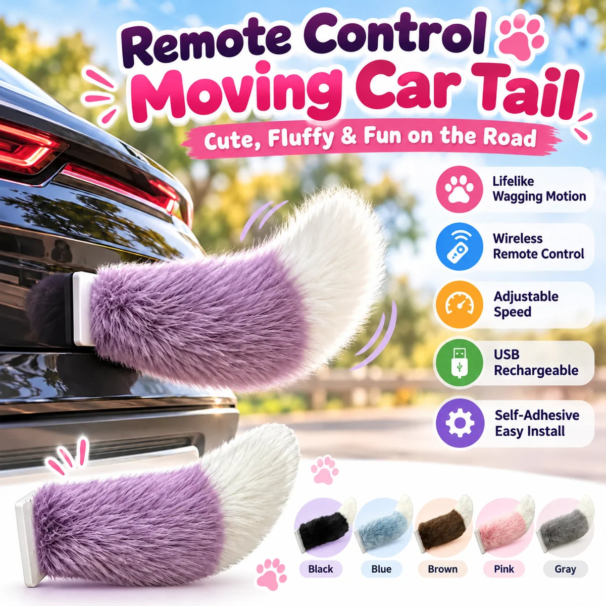 🐶✨ Wagging Car Tail Accessory – Remote Controlled Fun for Your Vehicle