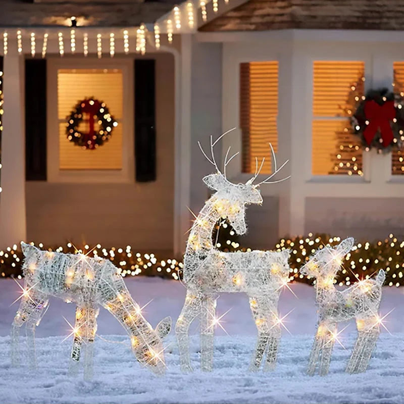 🔥2027 Debut release|LED Christmas Reindeer Set with Bow – Decorative Reindeer Family for Indoor and Outdoor