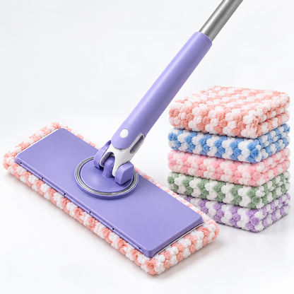🧹 Zero-Touch Flat Mop – Fiber-Lock Grip & Hands-Free Pad Release