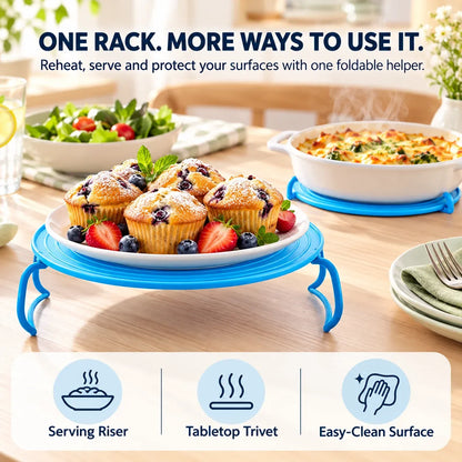 🍽️ 2-in-1 Microwave Plate Stacker & Heat-Resistant Trivet – Double Your Microwave Space