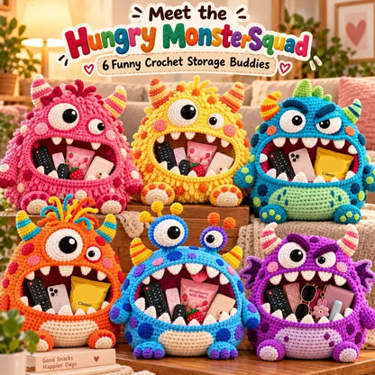 Clutter Munchers Hungry Monster Diy Crochet Storage Buddies 👾🧶