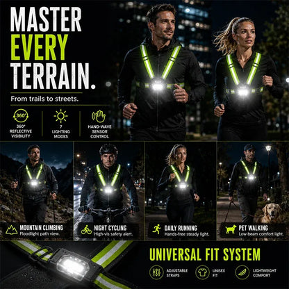 Rechargeable LED Chest Light with Reflective Straps