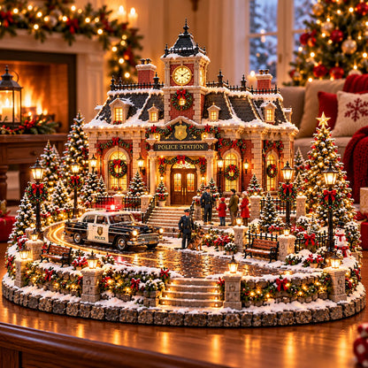 🎄 Christmas Firehouse Village™ – Warm Led Lights, Vintage Fire Trucks & Cozy Holiday Display