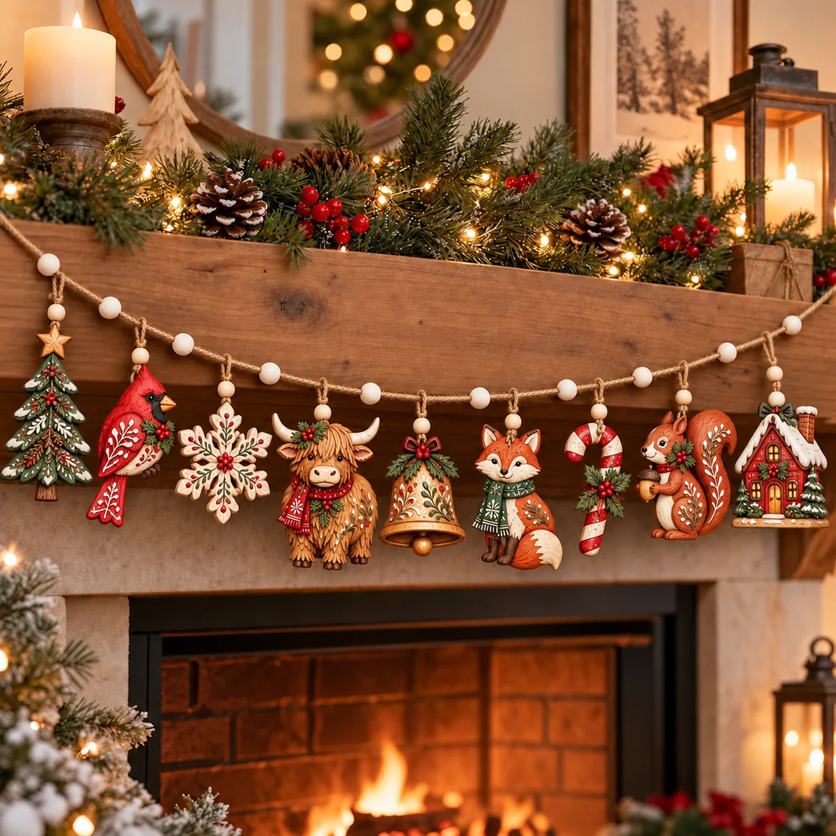 🎄✨ Enchanted Woodland Christmas Garland – Bring Forest Magic to Your Holiday Decor! 🦌🌲
