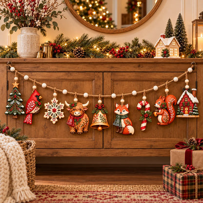 🎄✨ Enchanted Woodland Christmas Garland – Bring Forest Magic to Your Holiday Decor! 🦌🌲