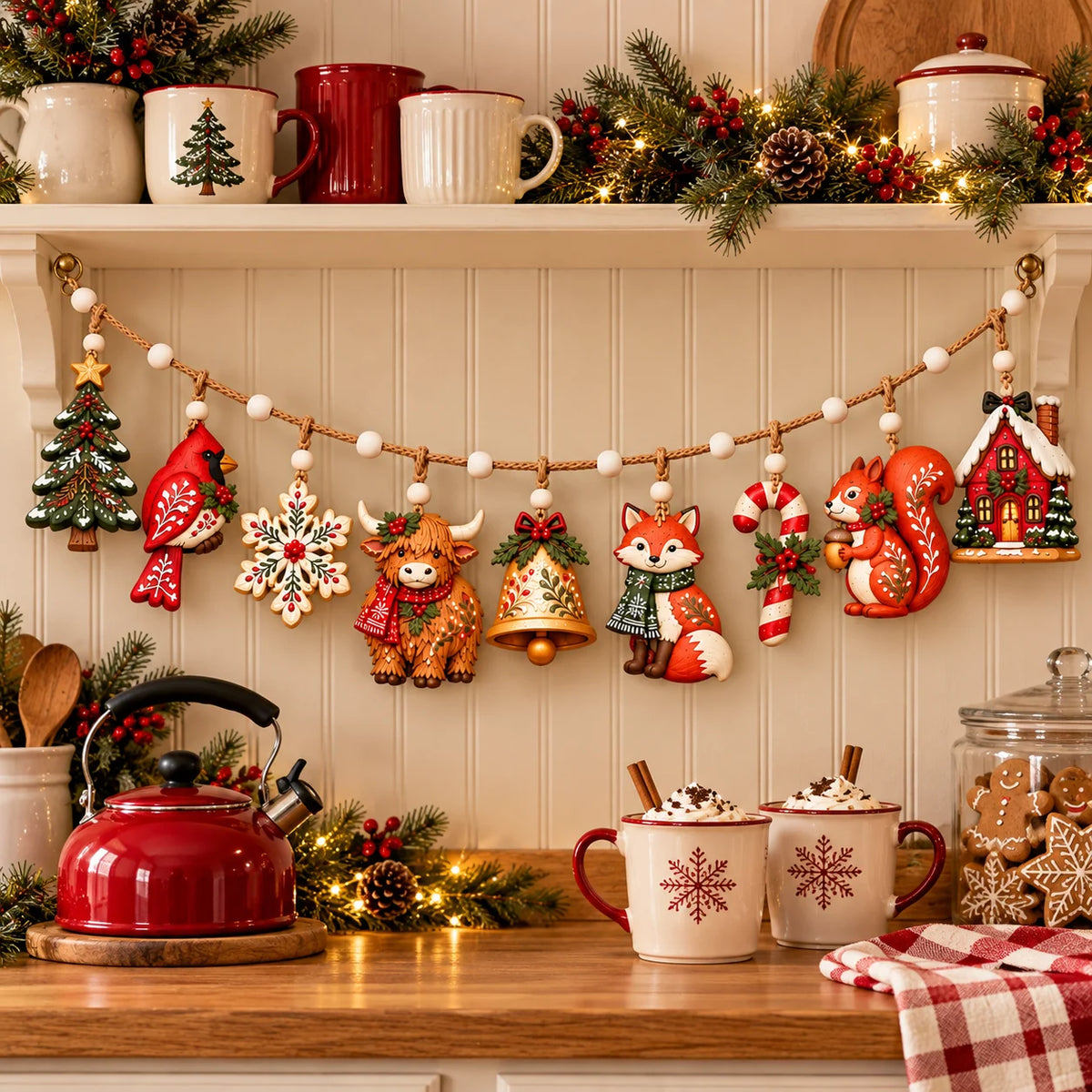 🎄✨ Enchanted Woodland Christmas Garland – Bring Forest Magic to Your Holiday Decor! 🦌🌲