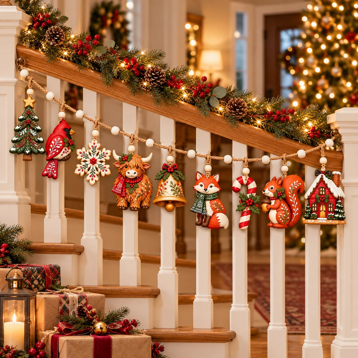 🎄✨ Enchanted Woodland Christmas Garland – Bring Forest Magic to Your Holiday Decor! 🦌🌲