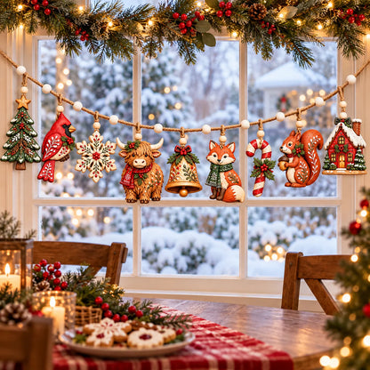 🎄✨ Enchanted Woodland Christmas Garland – Bring Forest Magic to Your Holiday Decor! 🦌🌲