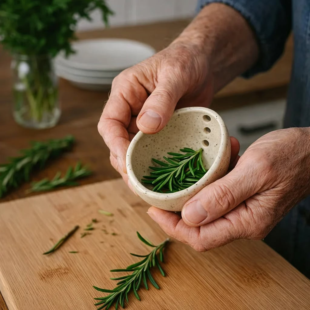 100% Handmade Pottery Herb Stripper