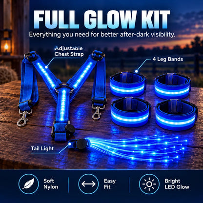 🎁LED Horse Glow Kit – High-Visibility Light-Up Gear for Night Riding, Adjustable & 3 Light Modes