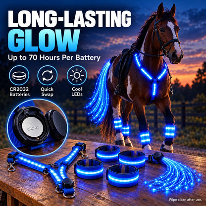 🎁LED Horse Glow Kit – High-Visibility Light-Up Gear for Night Riding, Adjustable & 3 Light Modes
