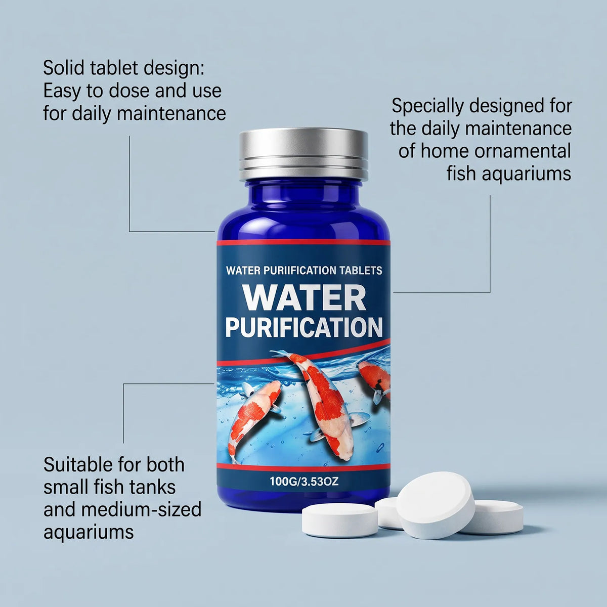 💧Aquarium Water Purifying Tablets ✨Fish Tank Water Cleaner Tablets for Turbid Water & Impurity Removal