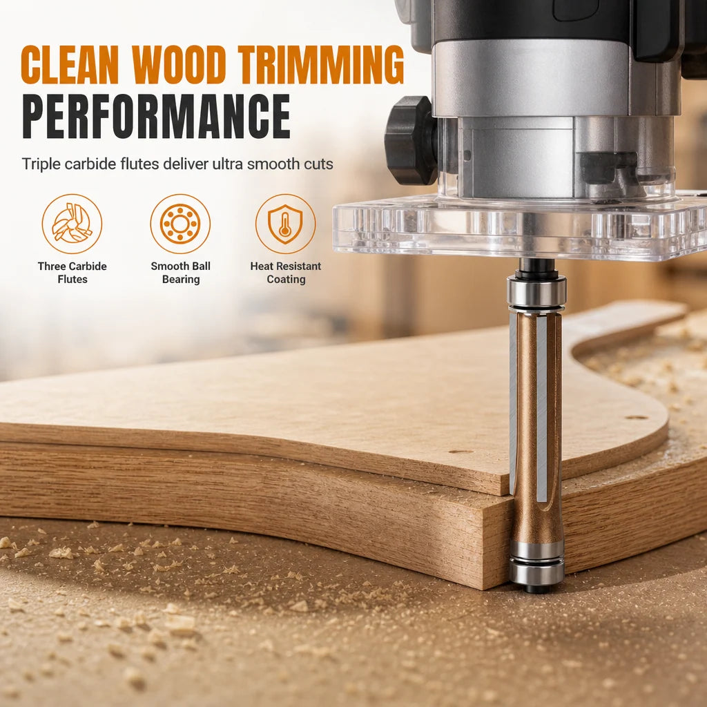 3-Flute Carbide Flush Trim Router Bit