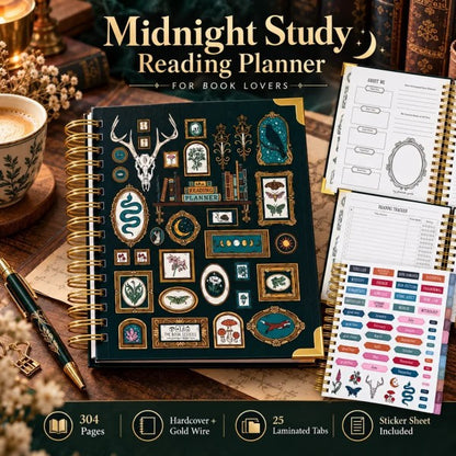 Midnight Study Hardcover Reading Planner for Book Lovers