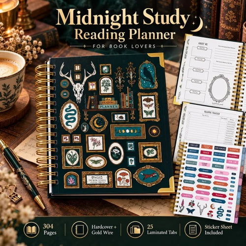 Midnight Study Hardcover Reading Planner for Book Lovers