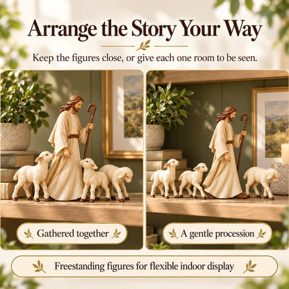 ✝️ Good Shepherd & Lamb Sculpture Collection | Faith-Inspired Home Décor
