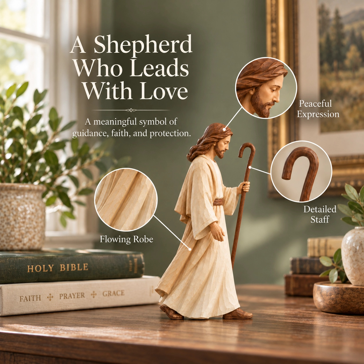 ✝️ Good Shepherd & Lamb Sculpture Collection | Faith-Inspired Home Décor