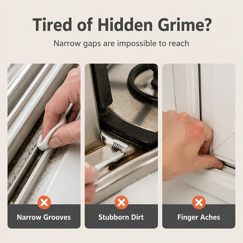 🪟 2-in-1 Window Track Brush – Stiff Bristles with Built-In Scraper