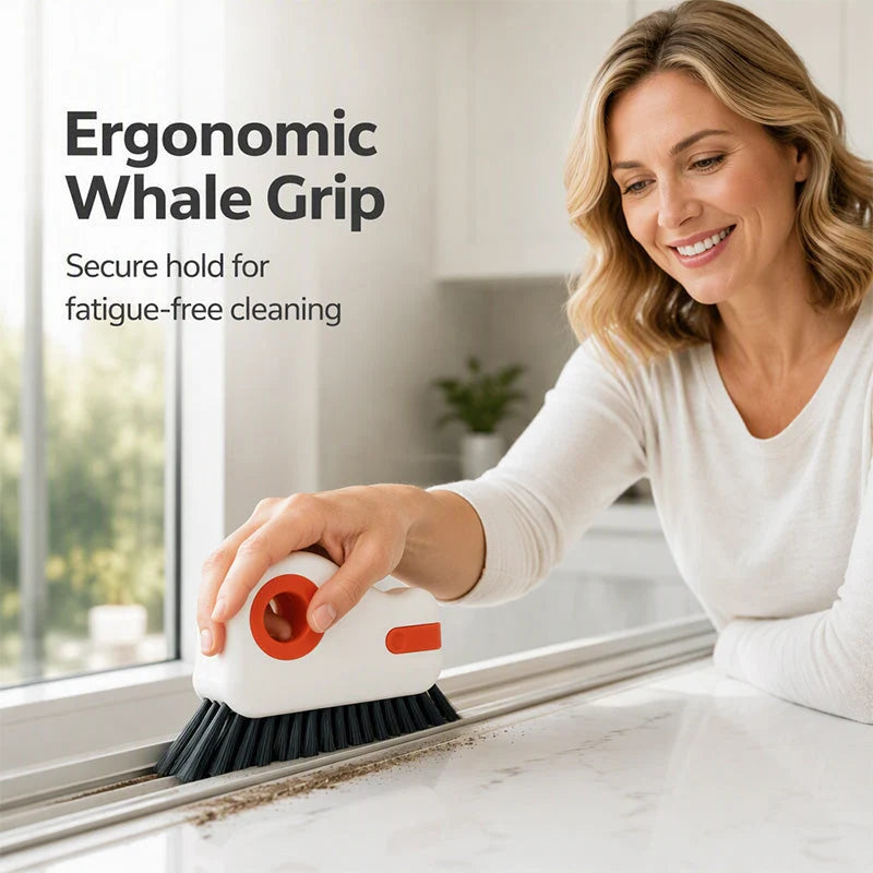 🪟 2-in-1 Window Track Brush – Stiff Bristles with Built-In Scraper