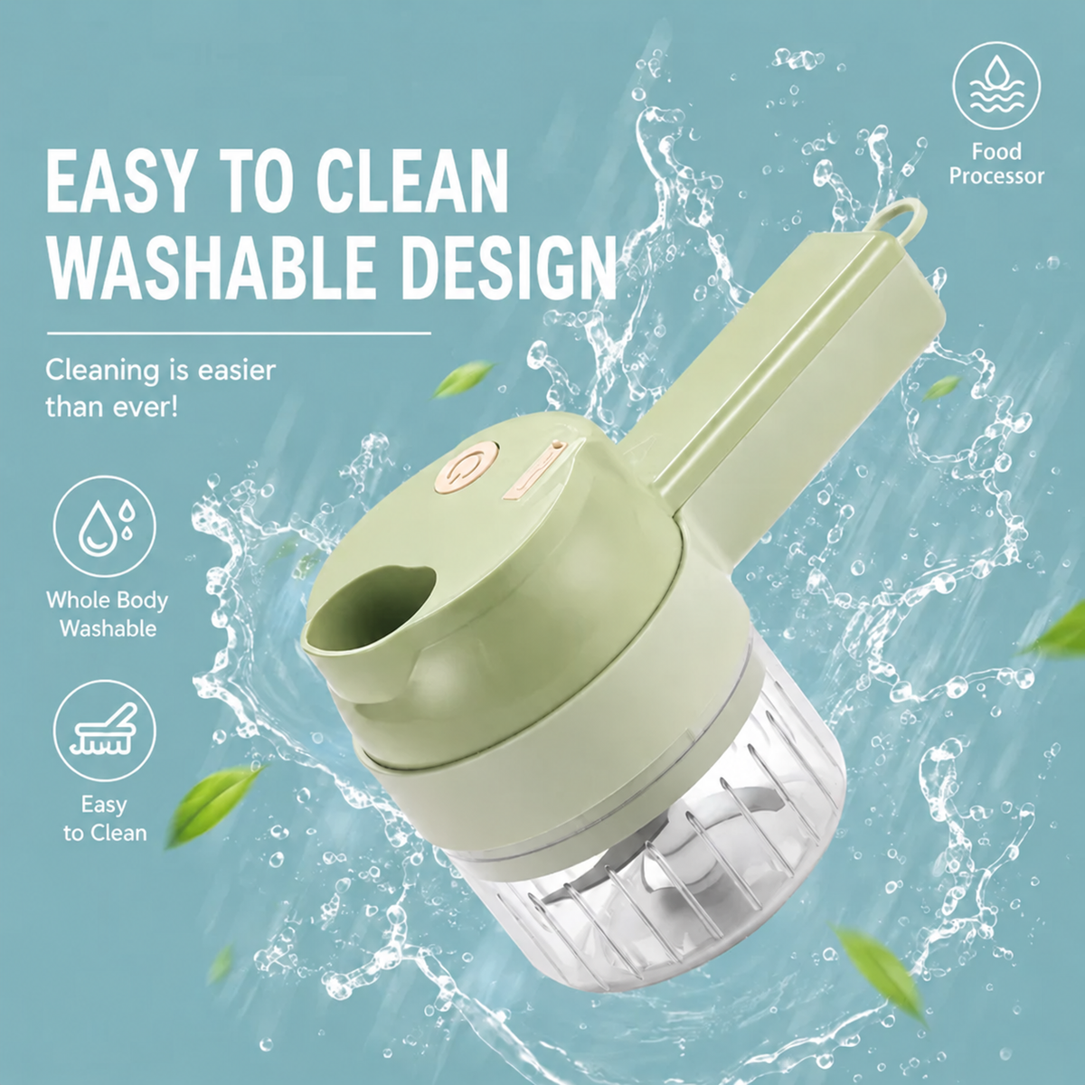 📍 4-in-1 Rechargeable Food Chopper – 1200mAh Cordless Food Processor with 40W Motor, Slicer & Chopper Blades