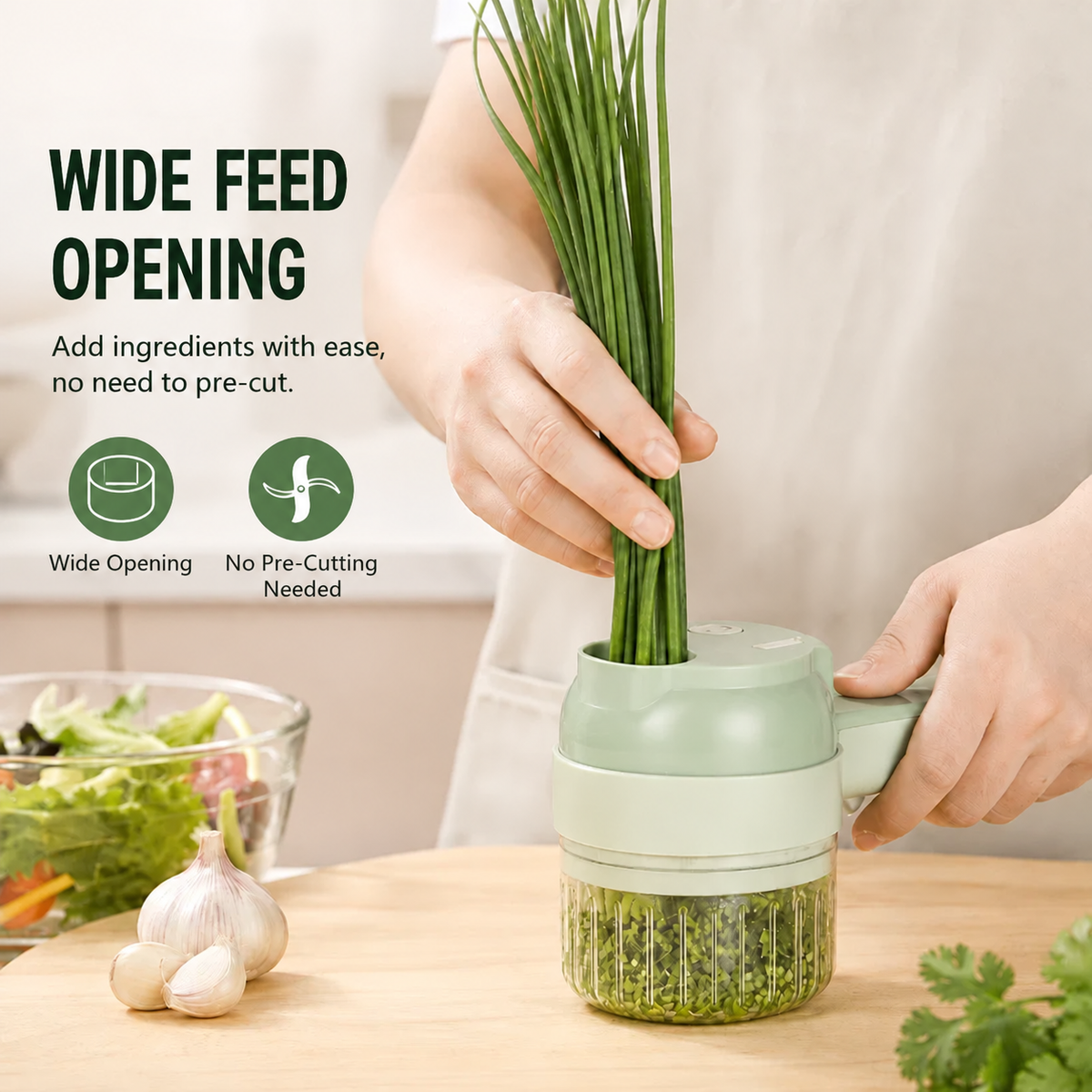 📍 4-in-1 Rechargeable Food Chopper – 1200mAh Cordless Food Processor with 40W Motor, Slicer & Chopper Blades