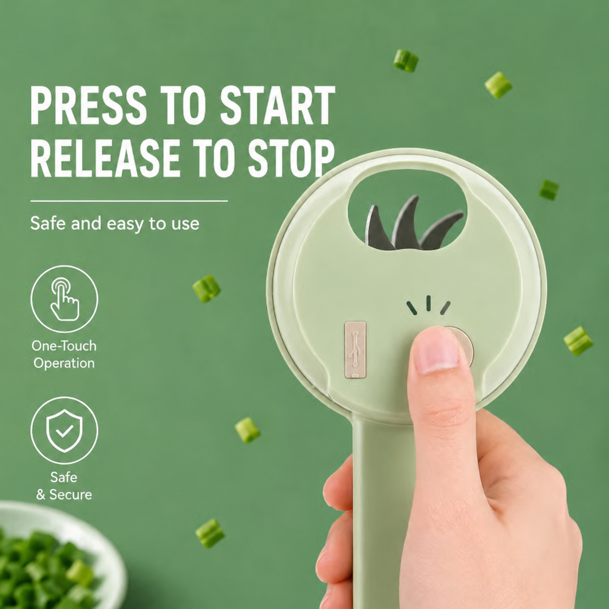 📍 4-in-1 Rechargeable Food Chopper – 1200mAh Cordless Food Processor with 40W Motor, Slicer & Chopper Blades