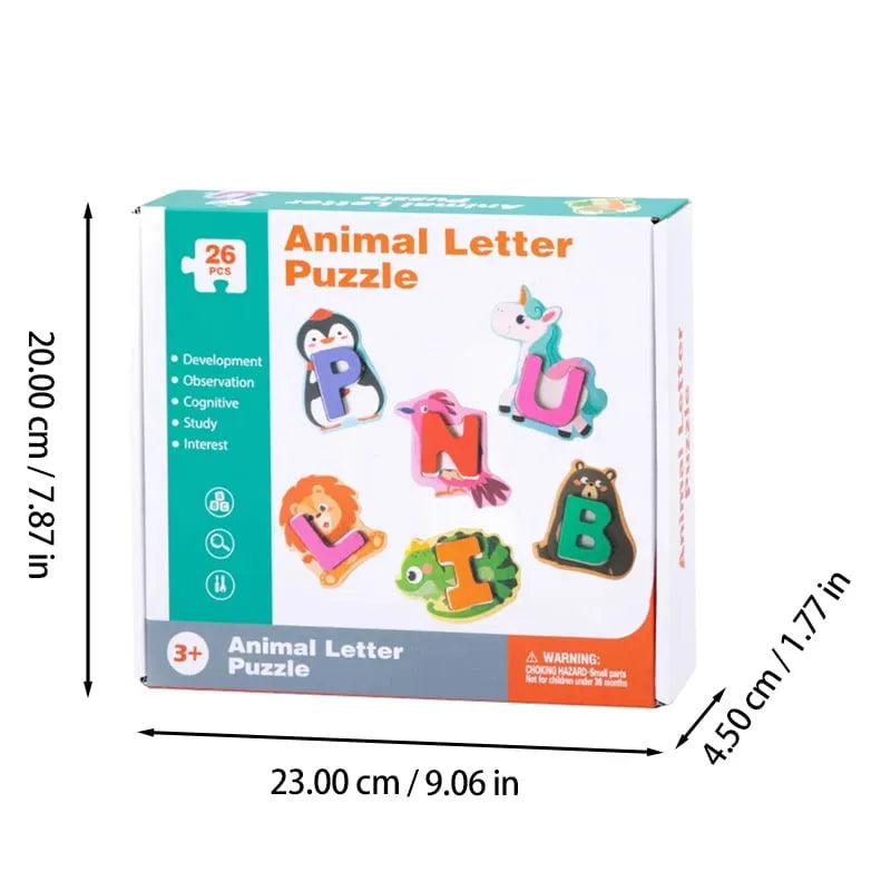 Wooden 26 Alphabet Animal Matching Puzzle for Kids