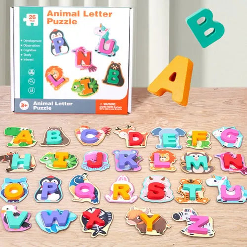 Wooden 26 Alphabet Animal Matching Puzzle for Kids