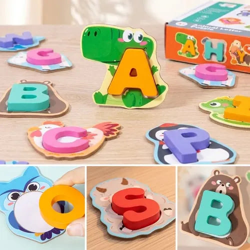 Wooden 26 Alphabet Animal Matching Puzzle for Kids