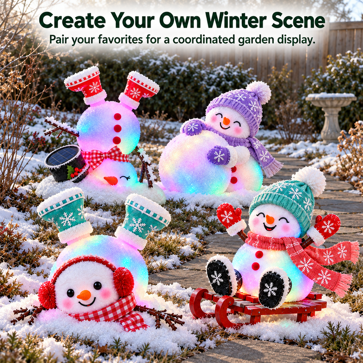 ☃️ Adorable Light-Up Snowmen | 4 Cute Christmas Garden Style