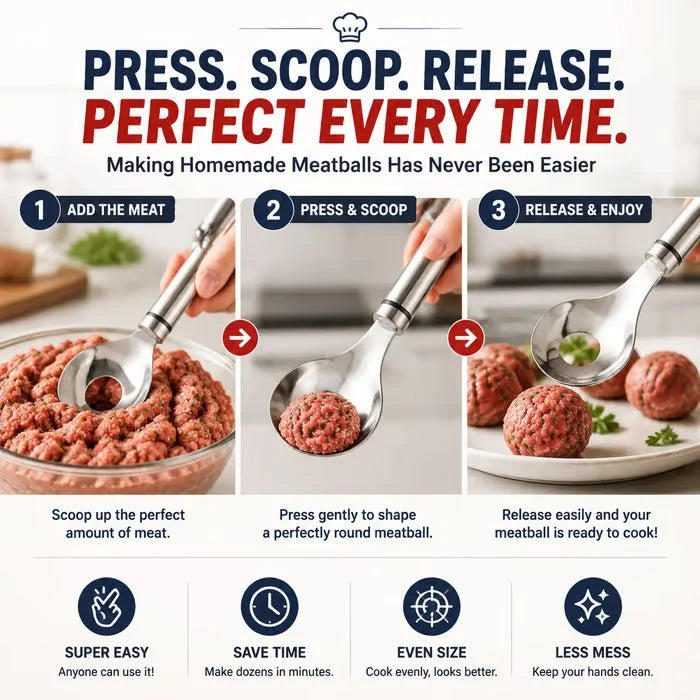 🍝 2-Pack Stainless Steel Meatball Maker Spoon – Make Perfect Meatballs Without Messy Hands