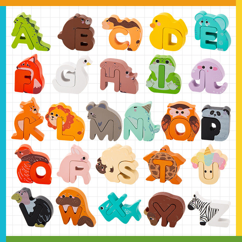 Wooden 26 Alphabet Animal Matching Puzzle for Kids
