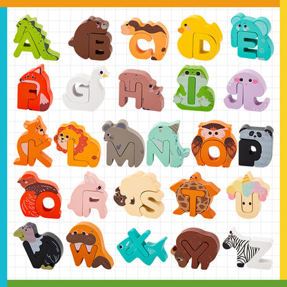 Wooden 26 Alphabet Animal Matching Puzzle for Kids