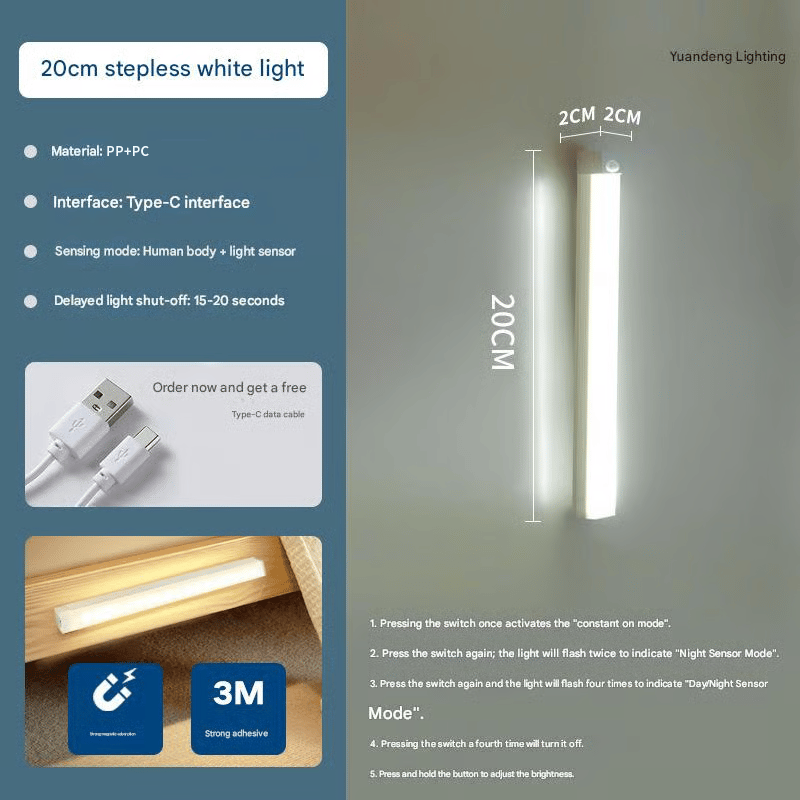 🔥💡 Punch-free Smart Sensor Magnetic Rechargeable LED Lights