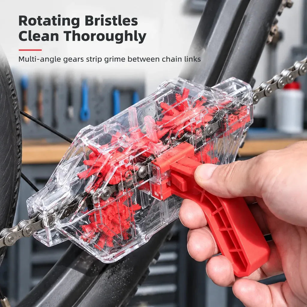 Transparent Bicycle Chain Cleaner Tool for Degreasing and Maintenance