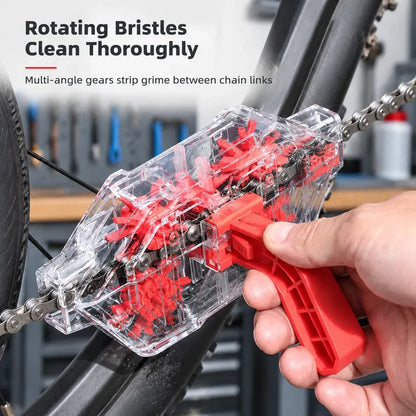 Transparent Bicycle Chain Cleaner Tool for Degreasing and Maintenance