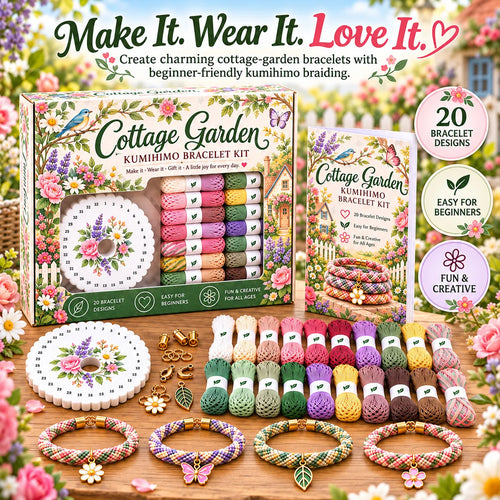 🌸Cottage Garden Kumihimo Bracelet Making Kit – DIY Braided Friendship Bracelets & Creative Gift Set ✨Beginners Friendily