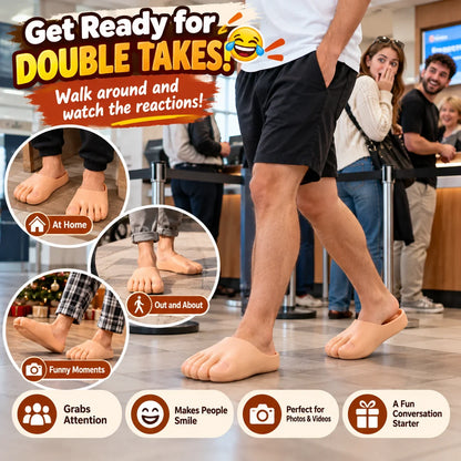 🔥 50% OFF-😂 Realistic Barefoot Slippers – Funny Giant Toe Slides, Hilarious Prank Gift 👣