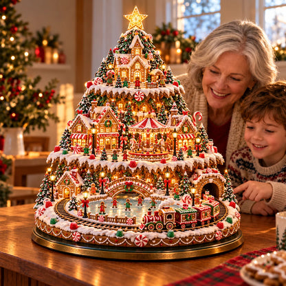 🎄 Lighted 3-Tier Christmas Village Tree – Magical Holiday Tabletop Decor