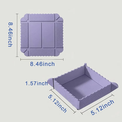 2 in 1 Foldable Magnetic Silicone Trivet & Serving Tray, Food Grade Heat Resistant Non-Slip Collapsible Mat for Kitchen, RV, Camping, Picnic