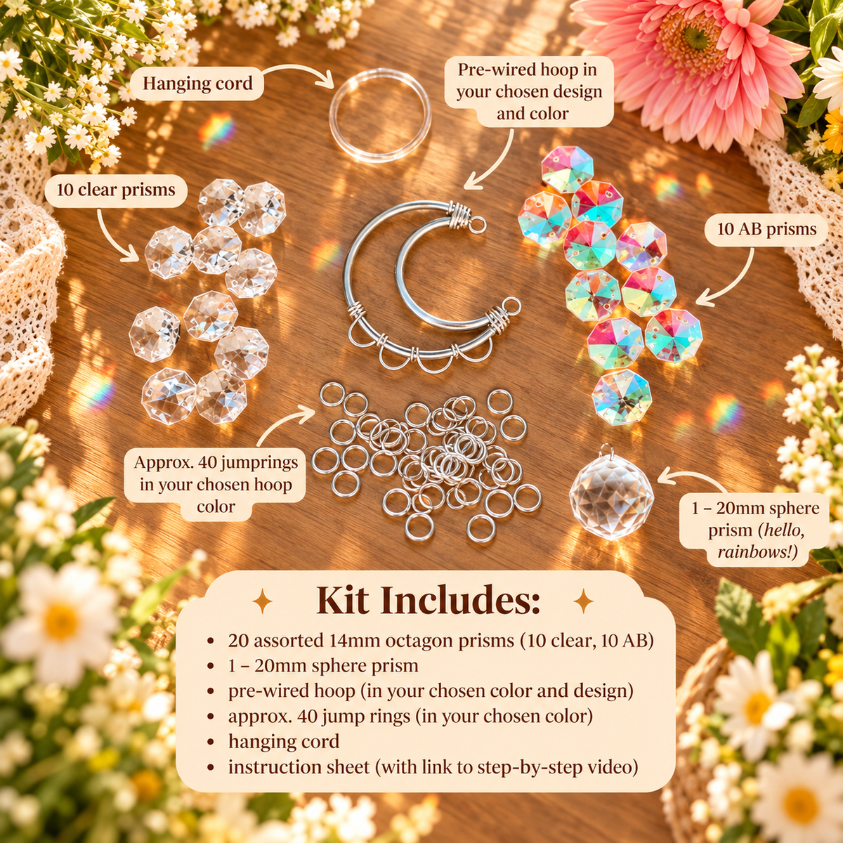 🌈✨ DIY Rainbow Suncatcher Kit – Create Your Own Sparkling Sun Catcher ☀️