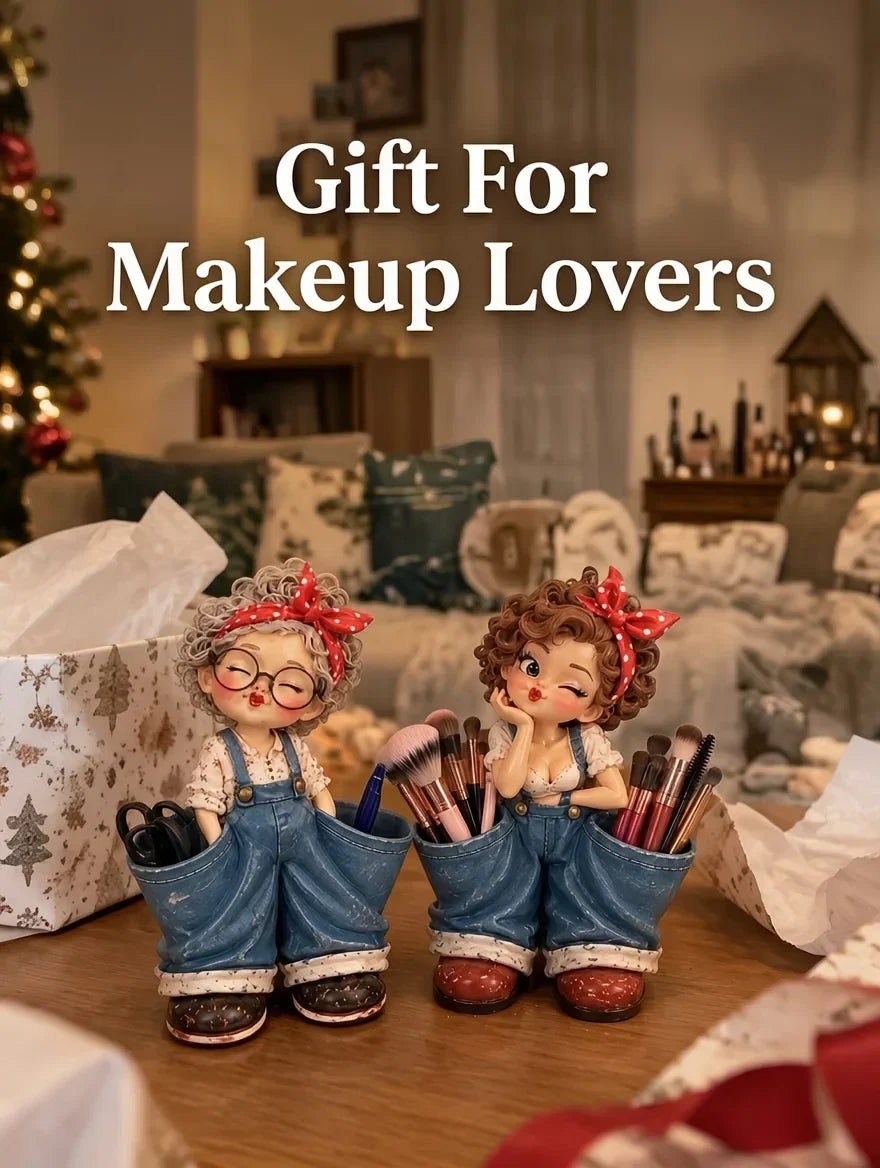 🎉Retro Girl Makeup Brush Holder – Cute Vintage Vanity Organizer