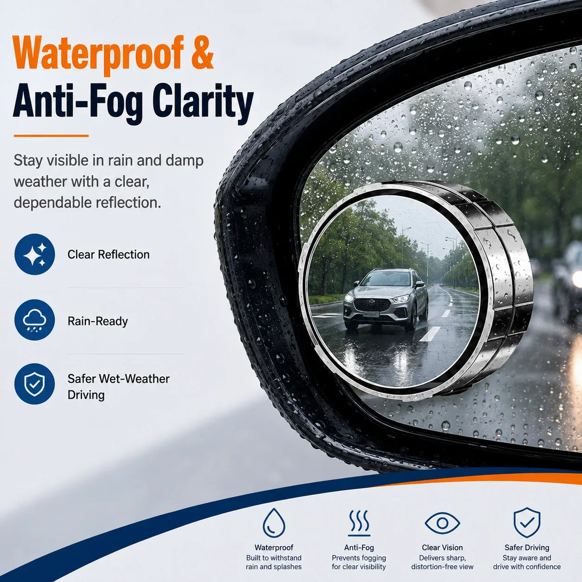 2-Pack Blind Spot Mirrors – 360° Adjustable Wide-Angle Rearview Safety Mirrors