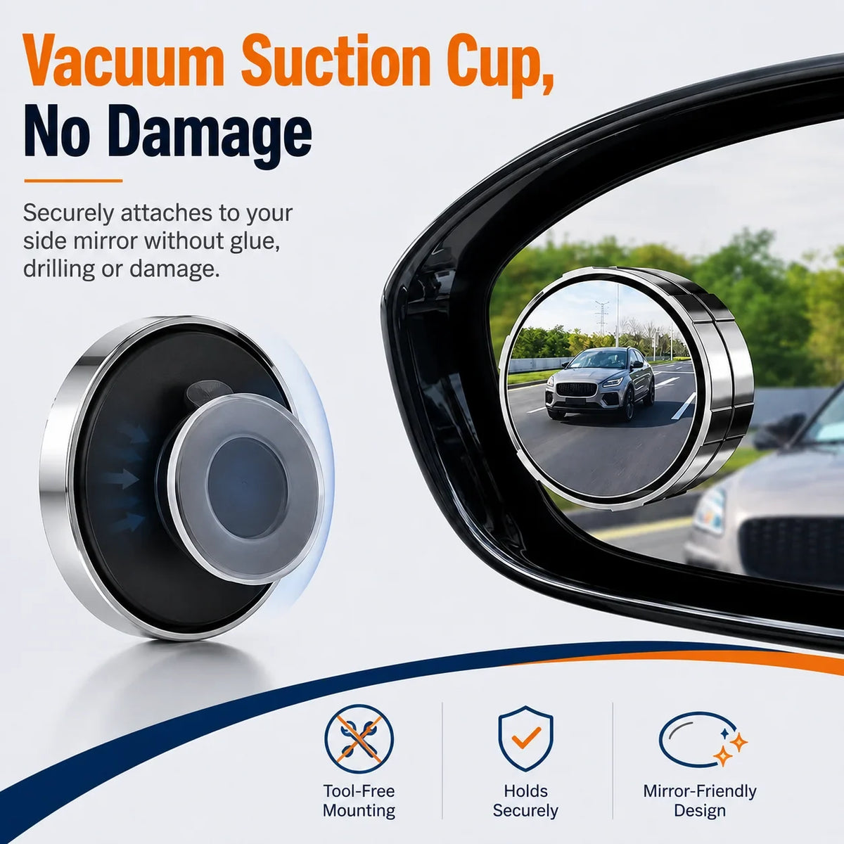 2-Pack Blind Spot Mirrors – 360° Adjustable Wide-Angle Rearview Safety Mirrors