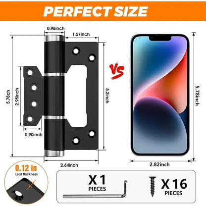 5' Self Closing Hinges, Soft Close Non Mortise, Heavy Duty Aluminum,2pk