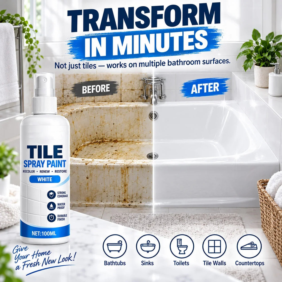🎨 Tile Renewal Spray Paint | 100ml 3 Colors
